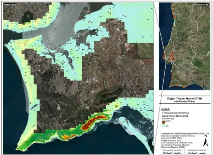 Figure 4. Digital Terrain Model of the Atlantic Coast of Portugal Mainland, with a spatial resolution of 20 m and 56 cm of relative accuracy estimated using the National Geodetic Network