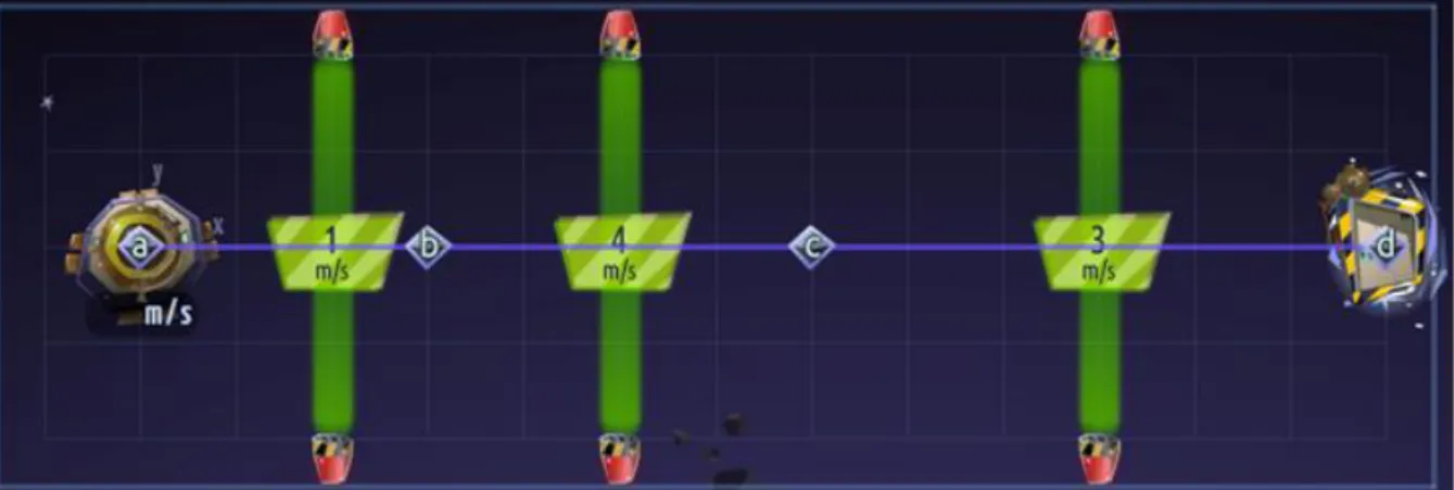 Figure 2. After the introductory dialog in a warp mission, students encounter the critical navigation challenge  component of the warp mission