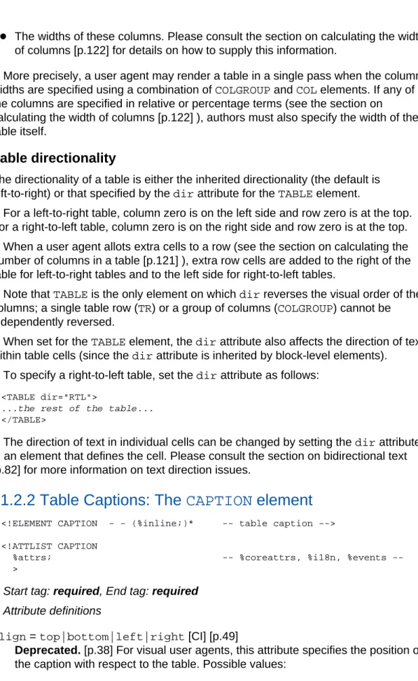 Table directionality 