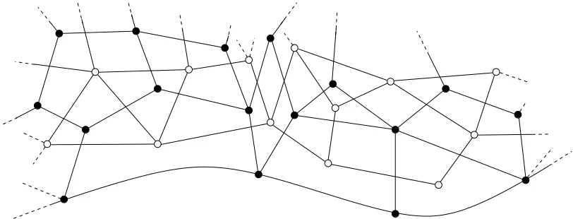 Figure 1: Example of a cellular decomposition Gcurved line is the boundary of the underlying surface and of the associated G∗