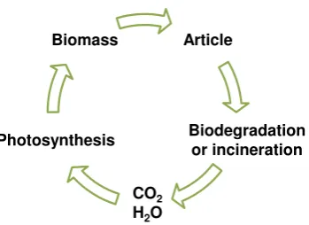 Figure 5: Recirculation of C, O, H in the case of a bio-based article subjected to a complete biodegradation or incineration