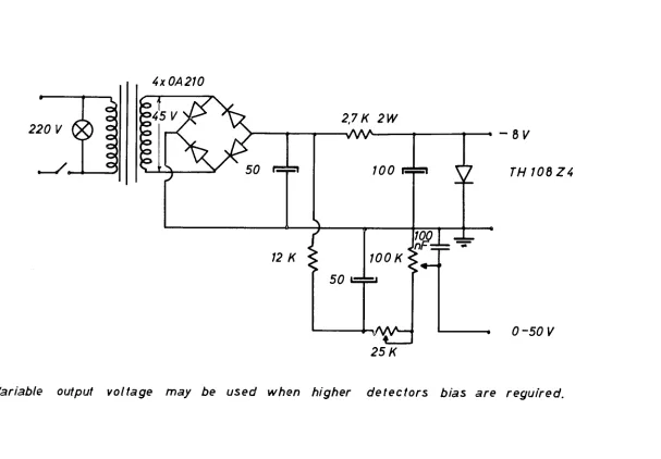 Fig. 3 — The schematic of the external power supply. All resistances are in ohms, l