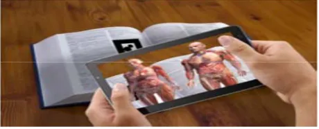 Figure 5. Example of augmented reality medical school prac- tical books from student view on phone display [12]