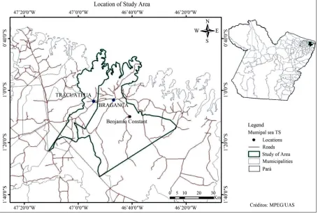 Figure 1. Location map of Benjamin Constant, city of Bragança—PA. 