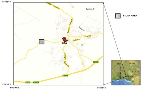 Figure 1. Sketch map of part of Ilesa showing the study area. 