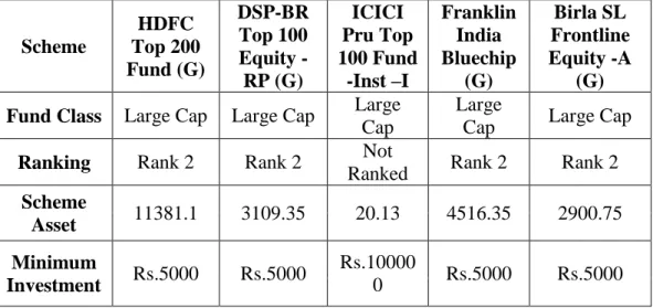 Table no. 1. Returns of Equity Mutual Fund schemes as on 