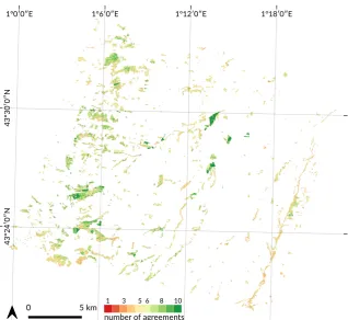 Figure 9. Spatial comparison between the annual classiﬁcations of forest tree species from 2006 to2014 (including 2006bis)
