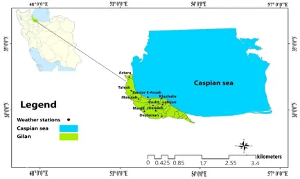 Fig. 4. The location of studied stations in the region 