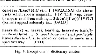 Fig. 4. Exceptions in dictionary entries 