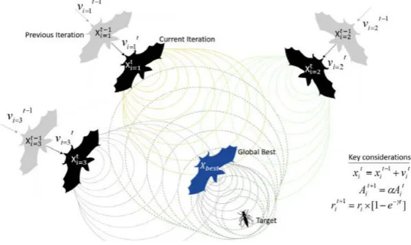 Figure 5. Mathematical representation of the bat algorithm.