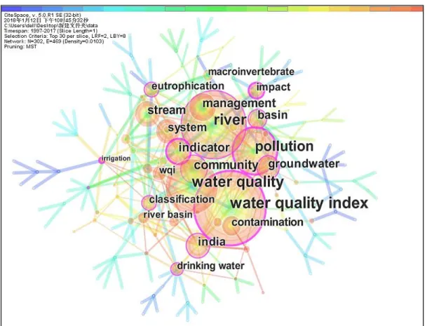 Figure 1.  The information of WQI keyword co-occurrence network. 