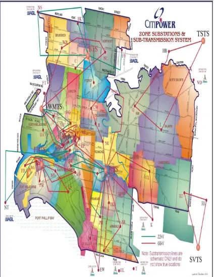 Figure 4.1: C-itipower – zone substation and sub-transmission system [28] 