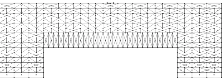 Fig. 2. UDEC geometric model of a masonry wall panel with a 2.025m opening 