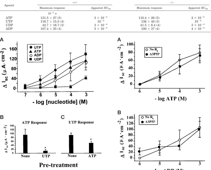 FIG. 6. Mouse jejuna, P2Y 2 -R( 2/2). A, I sc dose response to the