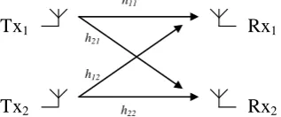 Figure 3: Schematic representation of a 2x2 MIMO channel representation 