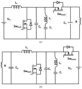 Figure 1. Bidirectional DC to DC converter (a) Boost converter (b) Buck converter.                 