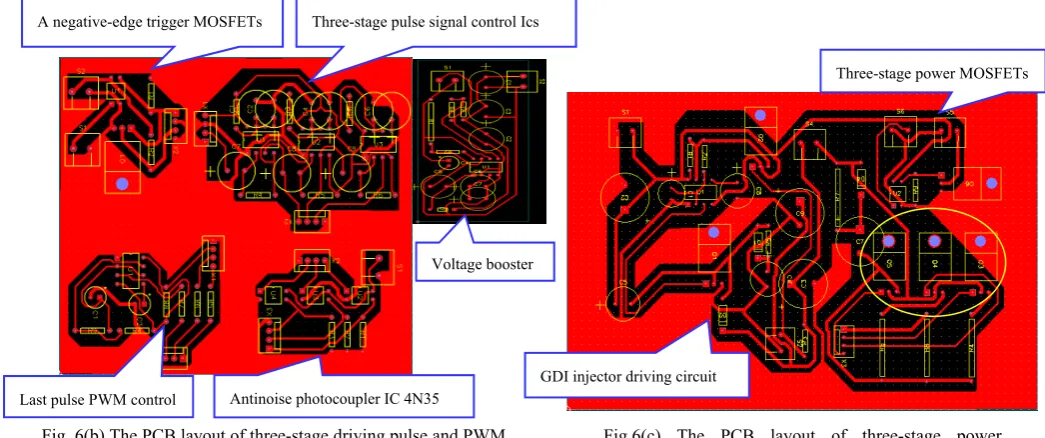 Fig.6(c) The PCB layout of three-stage power MOSFETS drive circuit  