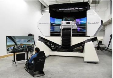 Figure 1.Figure 1.   Platform for networked driving simulation at the University of Paderborn in Germany.Platform for networked driving simulation at the University of Paderborn in Germany.