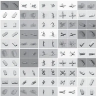 Fig. 6. Examples of stereo images of the five toy objects in the NORB training set.
