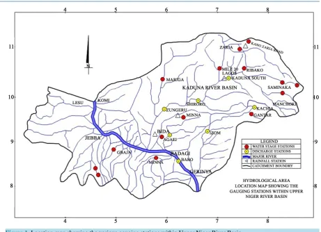 Figure 1. Location map showing the various gauging stations within Upper Niger River Basin