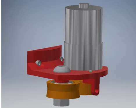 Figure 7.  Rendering of filament driver of the open-source 3-D printable pelletizer chopper