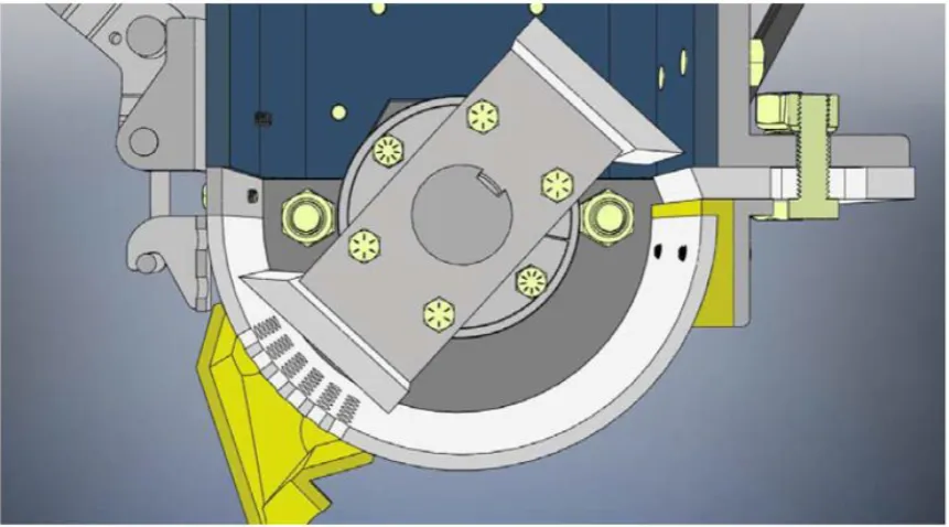 Figure 6: Cutaway of mechanical systems in the open source waste plastic granulator. 