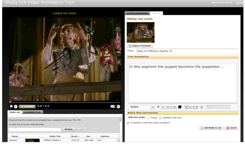 Fig. 3.1: (MVAT) video annotation edit view
