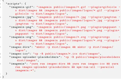 Fig. 5.4: (AggrGator Building - subsection of package.json) image related build script targetsfrom package.json