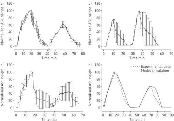 FIGURE 6 Sequential airway surface liquid (ASL) volume responses to aerosolised 7% hypertonic saline (HS) for 15 min (8 µg NaCl·cm −2 ·min −1 )
