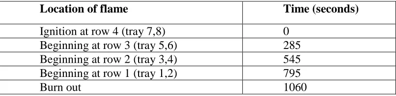 Figure 9. Burning behaviour during tests.(c) Combustion at tray 1-2  