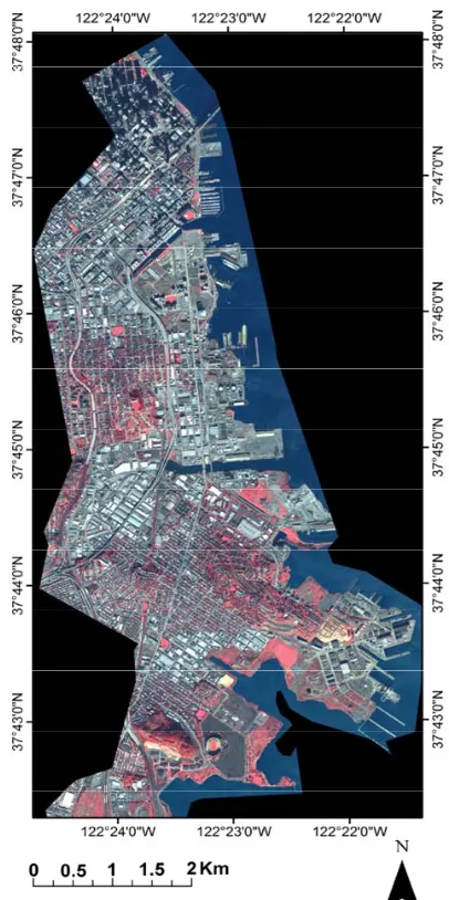 Figure 3. WorldView-2 PAN-sharpened image (50 cm spa- tial resolution) showing the spatial extent of study area