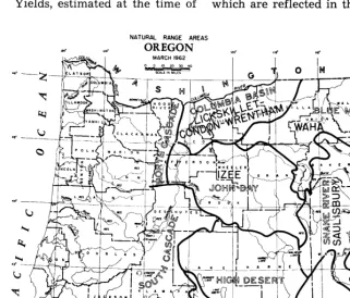 FIGURE 5. General location in which each of the seven soils cited occur in eastern Oregon and their relation to Oregon’s natural range areas