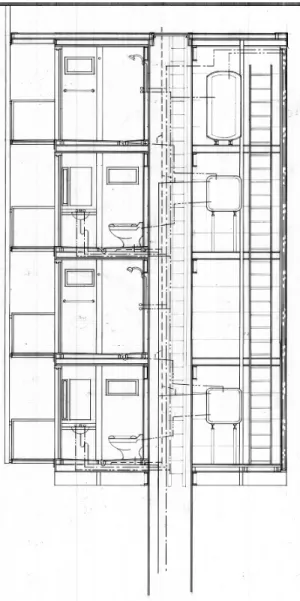 Figure 4: Shared bath component of the Sunset Strip Youth Hostel.