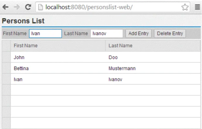Fig. 10.  The state machine for the SAP HANA Contact List application 