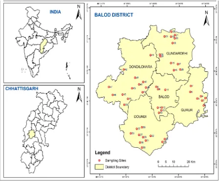Figure 1. Sampling location in Balod district, Chhattisgarh, India. 