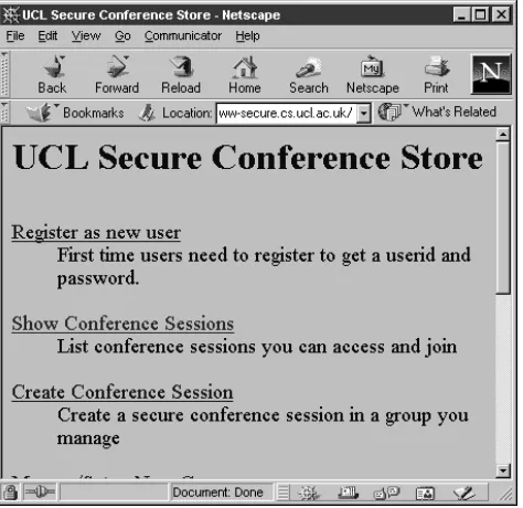 Figure 3.2: Secure Web access to session descriptionsSecurity extensions have also been developed for SIP that simply encrypt invitations to userswith each user’s public key and sign them with the sender’s private key