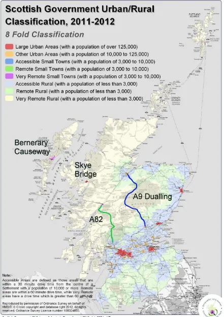 Figure 1: Scottish Government urban/rural classification and case study locations 