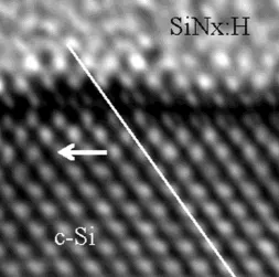 Fig 1. HRTEM image of a-SiN x:H/c-Si interface of the <100> sample. 
