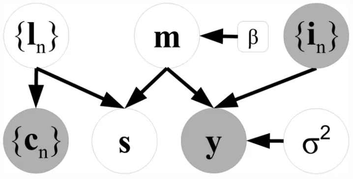 Figure 2. Graphical model for generalized semi-locally weighted voting. Shaded variables are 
