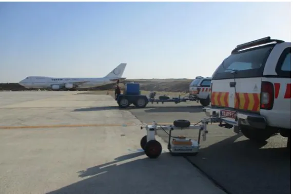 Fig. 1   GPR (closer machine) and HWD (farther machine) used in the study [41].