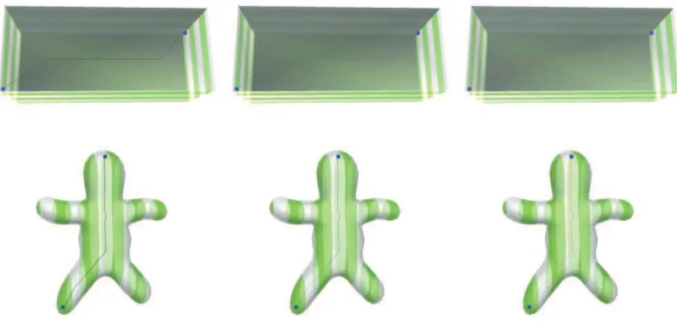 Fig. 5. More identical results produced by the three algorithms (from left to right: serial, b f p and im p) for the cuboid and doll models, respectively.Please zoom in to see the details