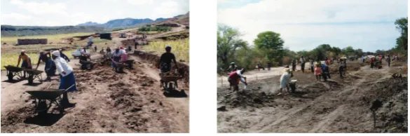 Figure 4.3 – Labour based road development projects under construction (photos courtesy: P
