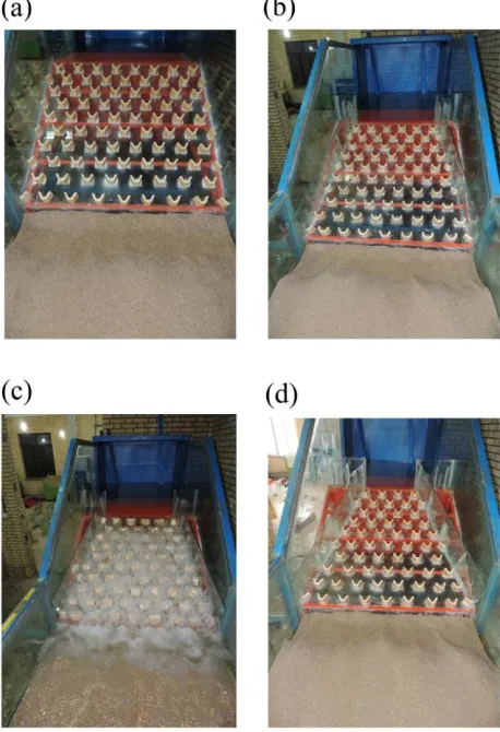 Figure 5 demonstrates the laboratory models and arrangement of the chute components and sedimentary zone at downstream