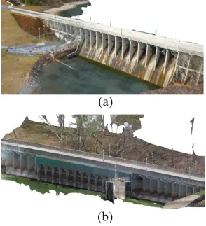 Figure 5. Generated 3D Point cloud of the Brighton Dam: (a) Downstream face; (b) Upstream face