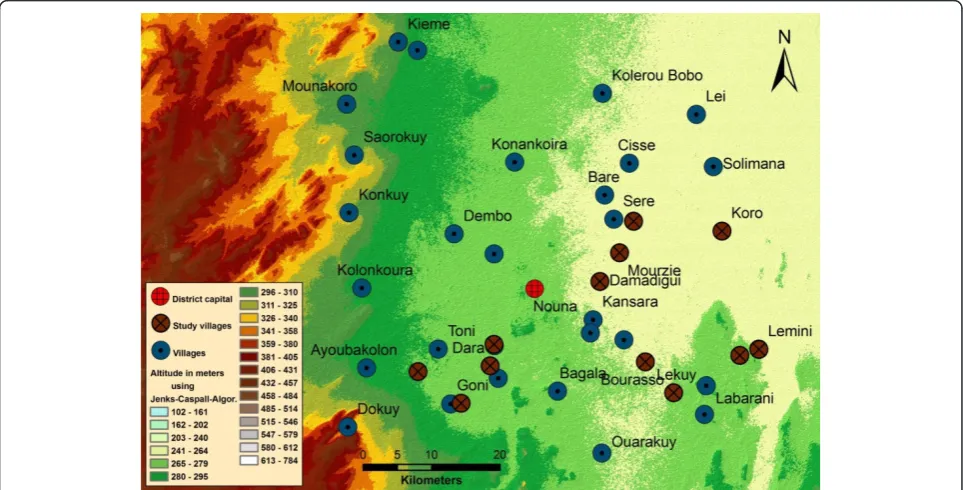 Figure 1 Digital Elevation Model of the survey region [20]. Classes were built using natural breaks (Jenks-Caspall-algorithm)