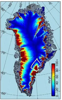 Fig. 1: Calving front of Helheim Glacier.