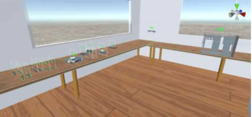 Figure 7 Workshop located in the plane with stacked components 