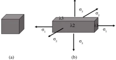 Figure 4. Pure homogenous strain (a) unstrained state (b) strained state.    