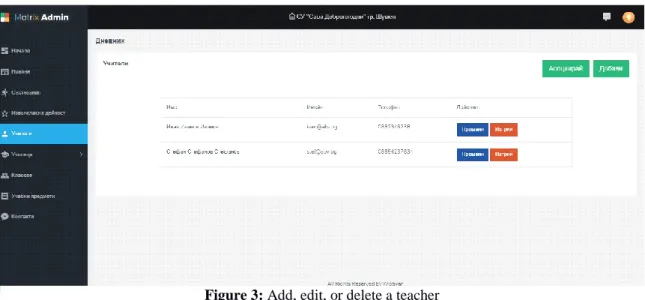 Figure 3: Add, edit, or delete a teacher 