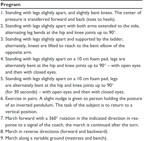 Table 2 Details of balance exercise program